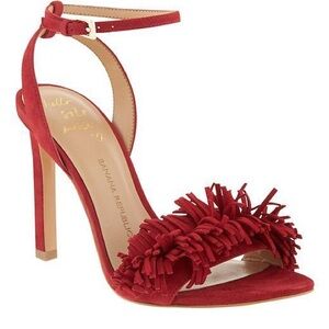 Banana Republic red honey fringe heels